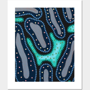 Blue aboriginal Posters and Art